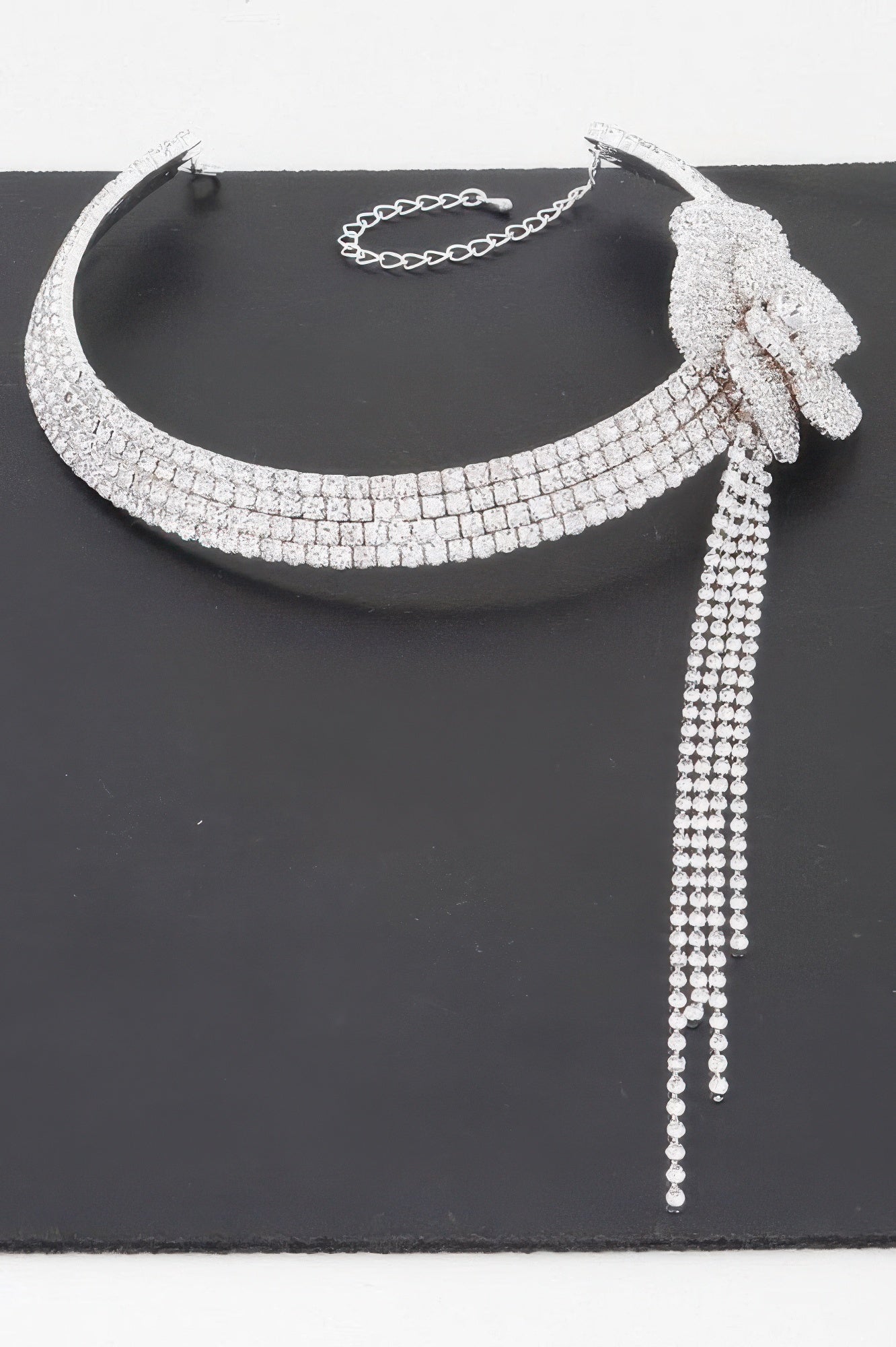 Rhinestone Flower Choker Necklace - It's a Girly Place