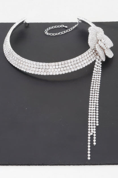 Rhinestone Flower Choker Necklace - It's a Girly Place