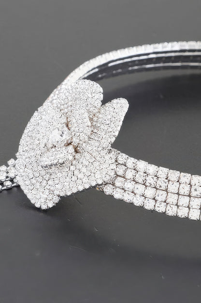 Rhinestone Flower Choker Necklace - It's a Girly Place