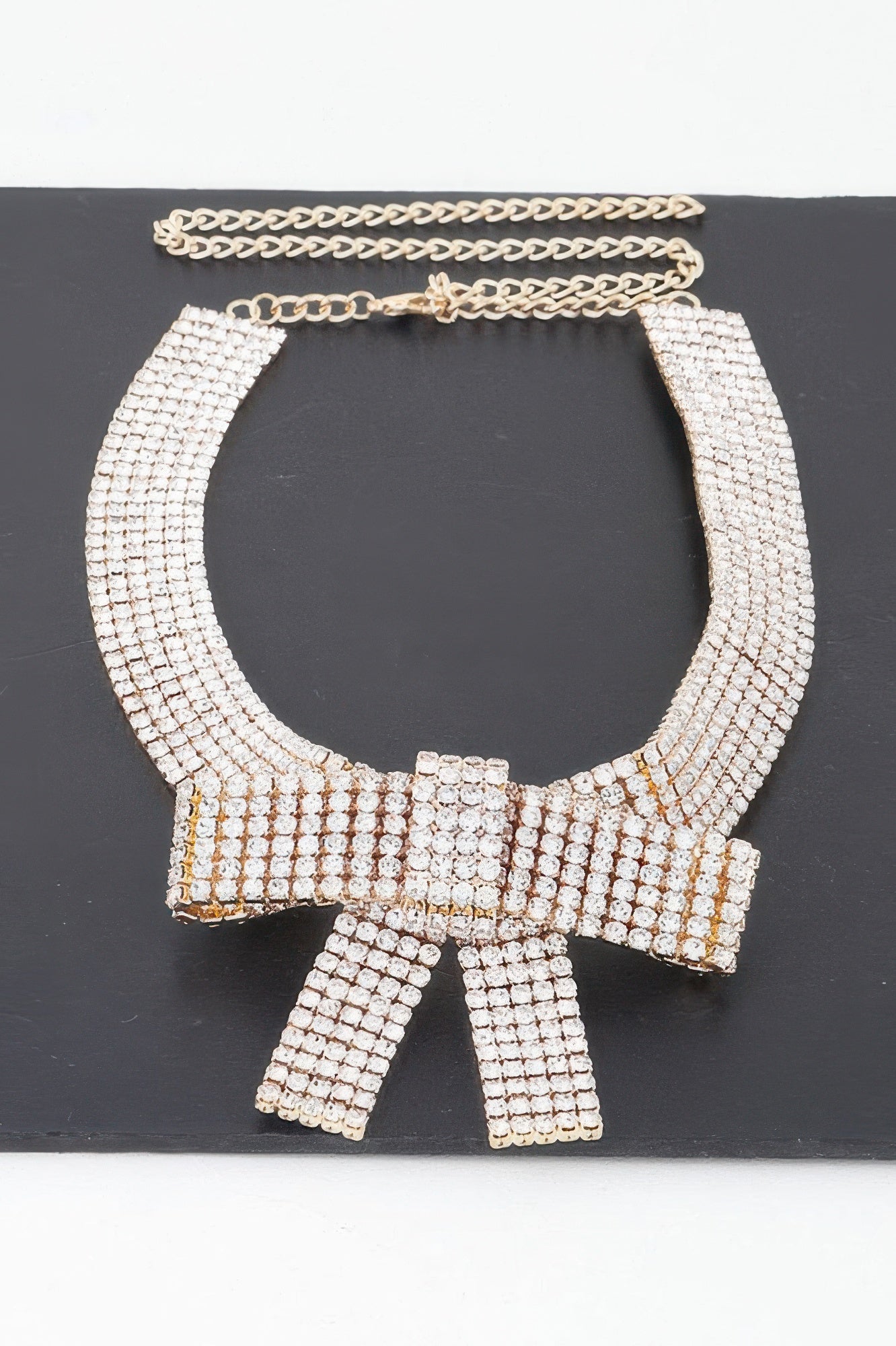 Rhinestone Bow Choker Necklace - It's a Girly Place