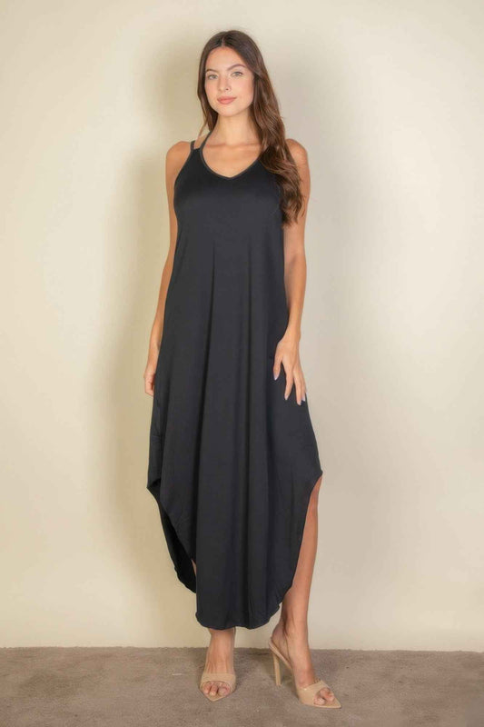Solid Cami Double Strap Loose Fit Dress
