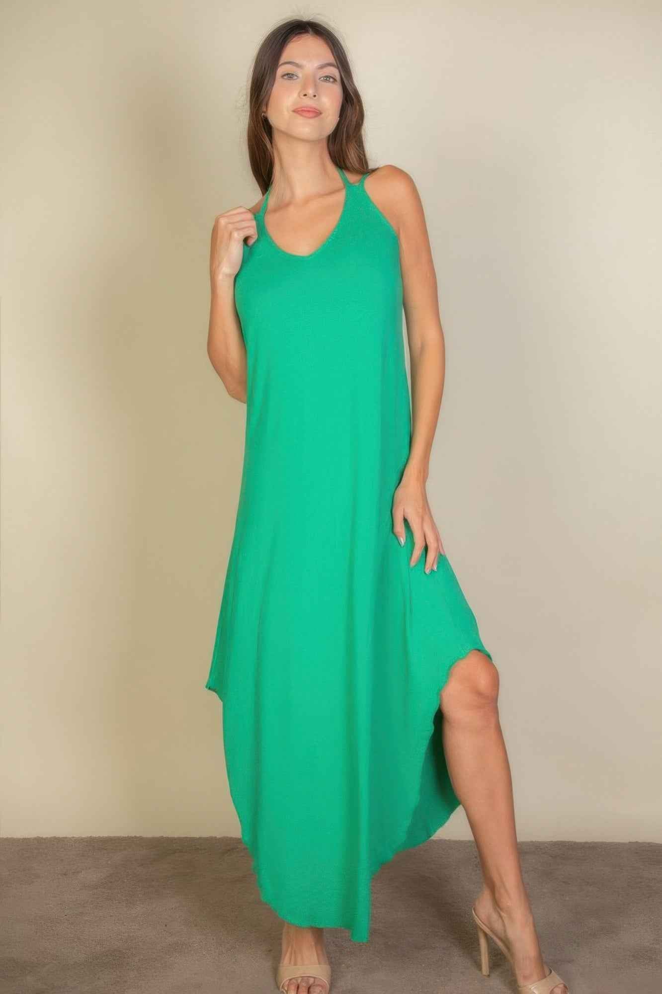 Solid Cami Double Strap Loose Fit Dress