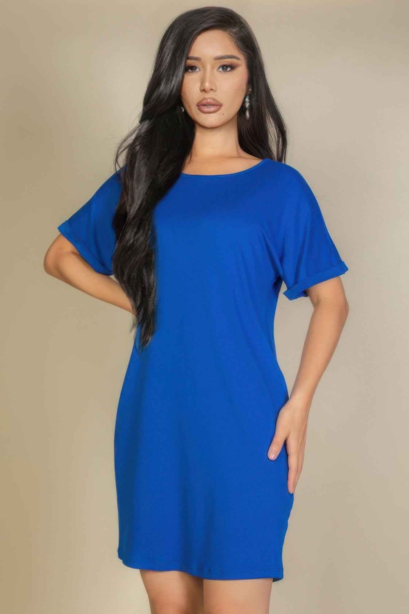 Side Pocket Double Folded Mini Dress