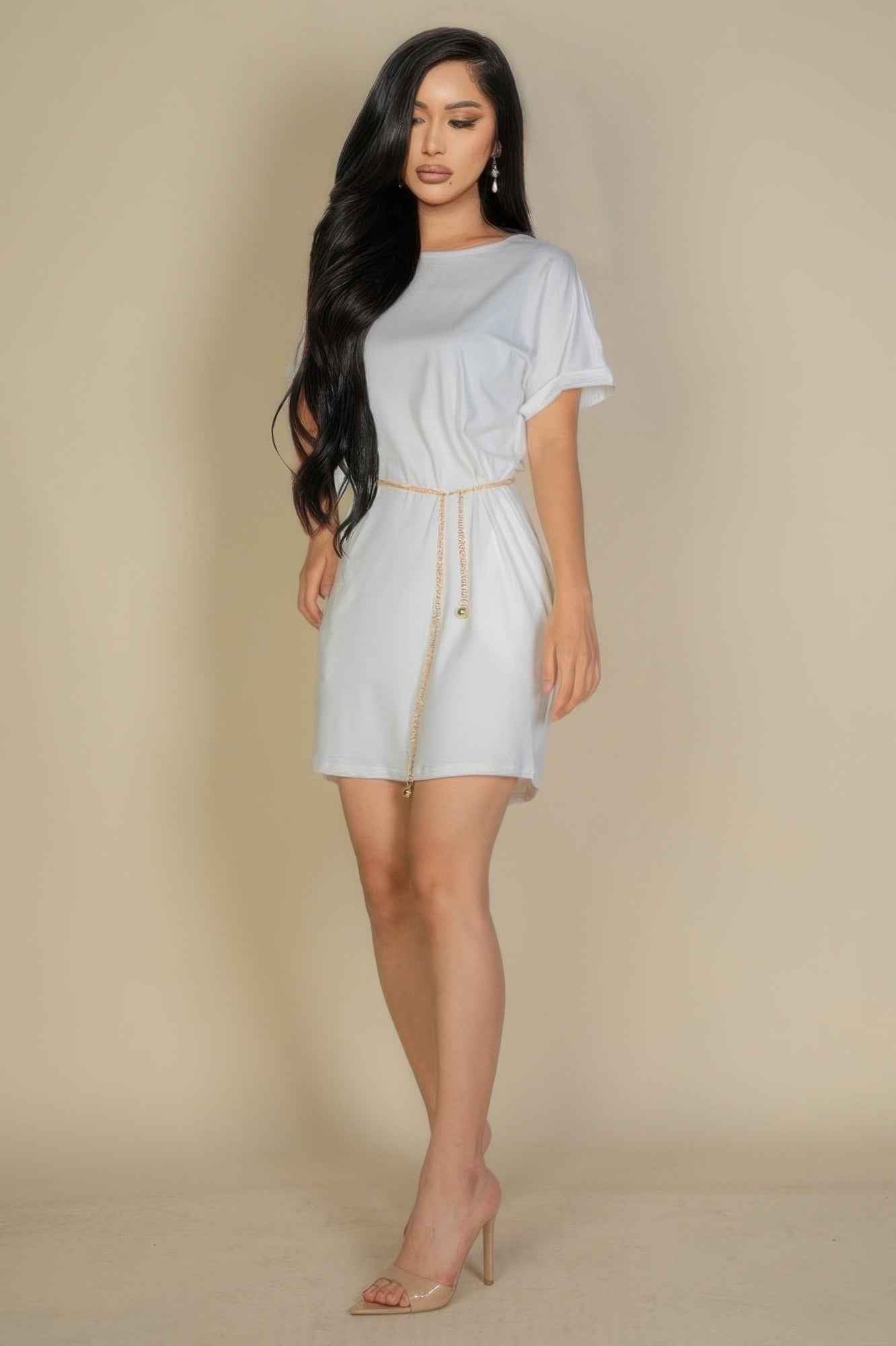 Side Pocket Double Folded Mini Dress