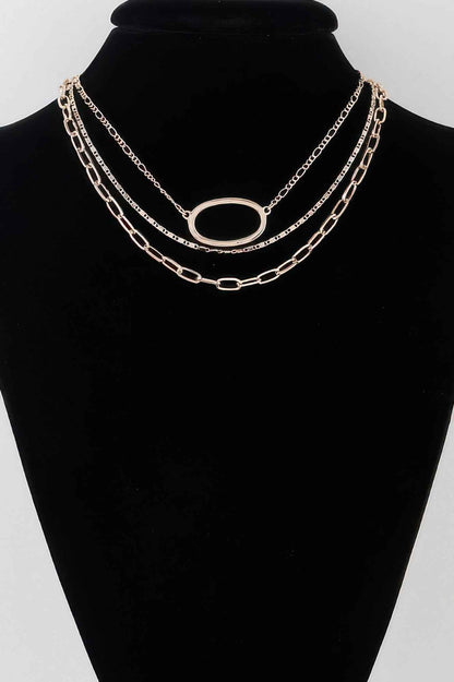 Triple Open Oval Chain Necklace