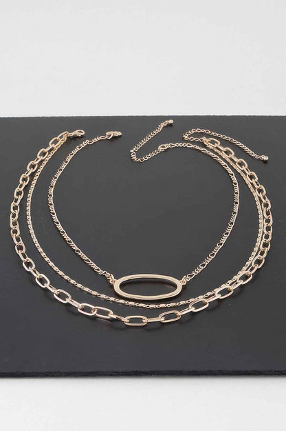 Triple Open Oval Chain Necklace
