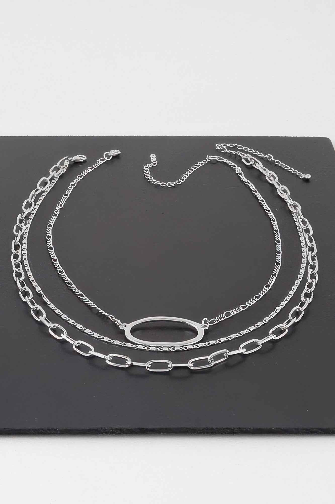 Triple Open Oval Chain Necklace
