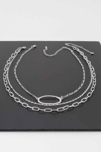 Triple Open Oval Chain Necklace