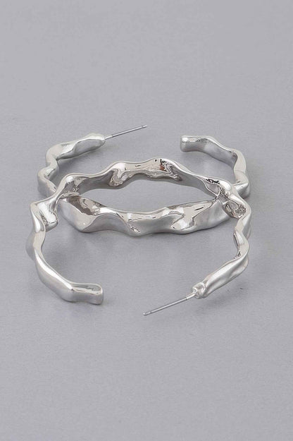 Wavy Accent Hoop Earrings
