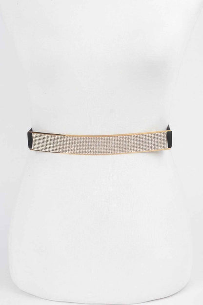 Rhinestone Metal Plate Elastic Belt