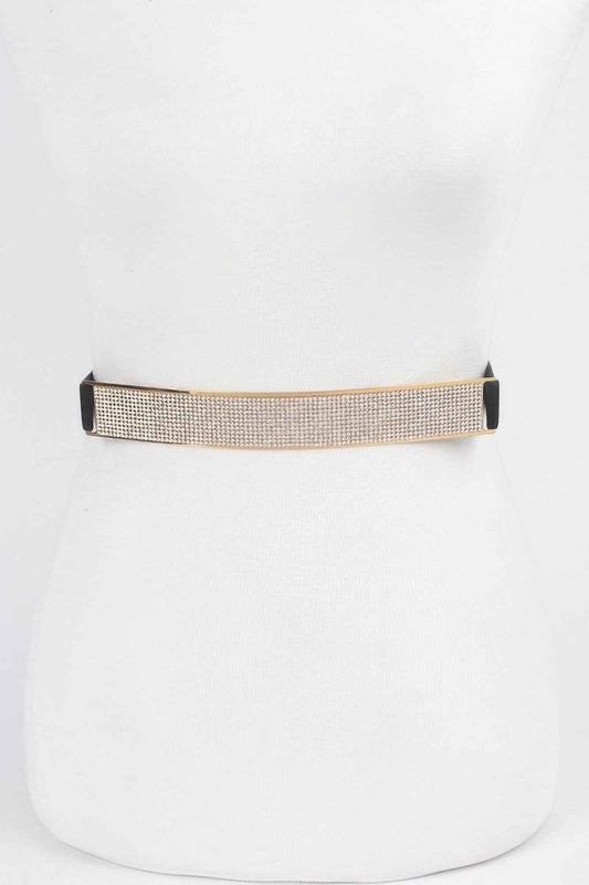 Rhinestone Metal Plate Elastic Belt