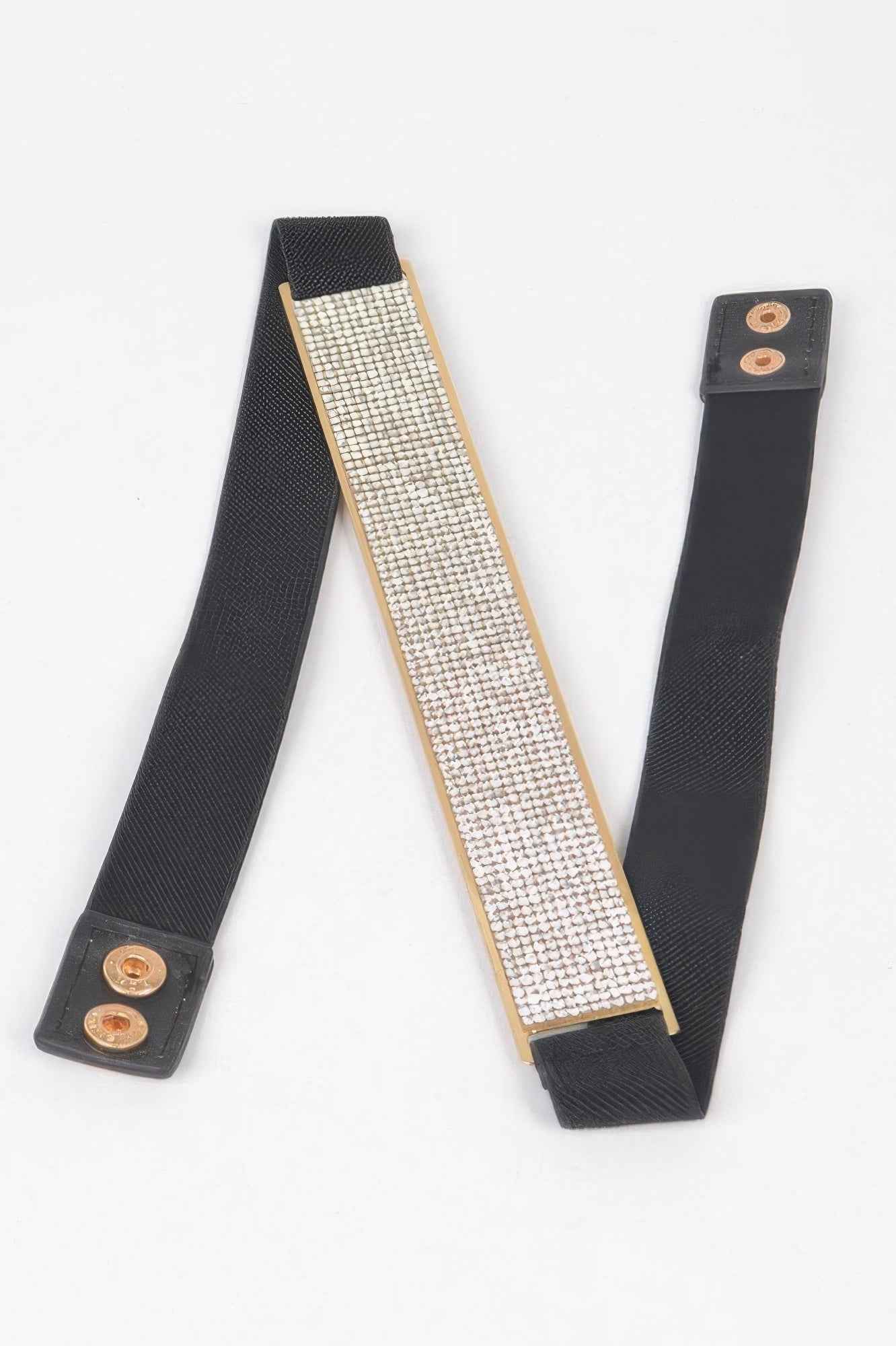 Rhinestone Metal Plate Elastic Belt