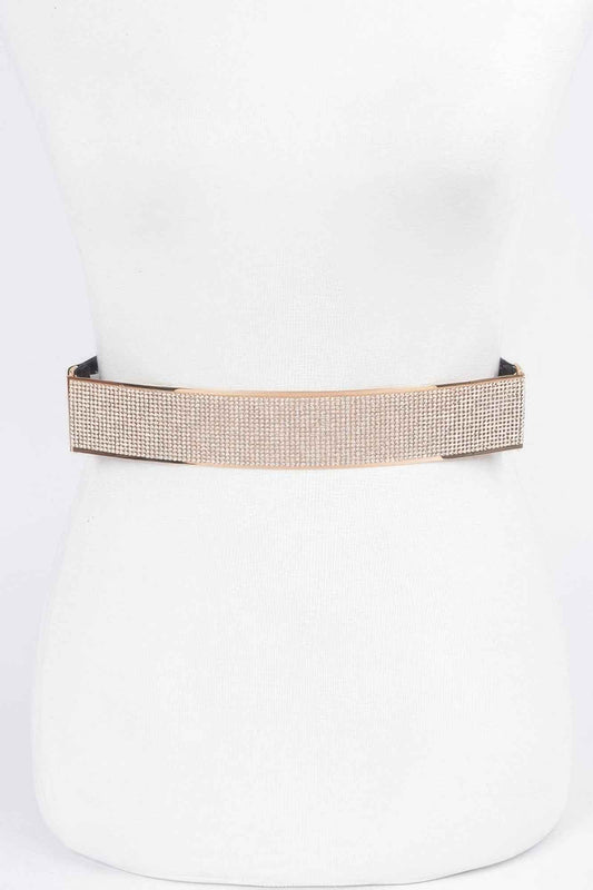 Rhinestone Metal Plate Elastic Belt