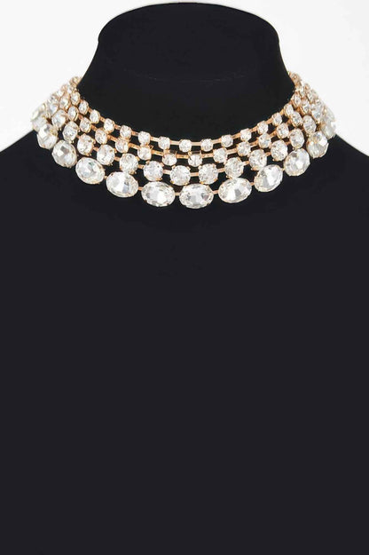 Multi Rhinestone Layered Necklace