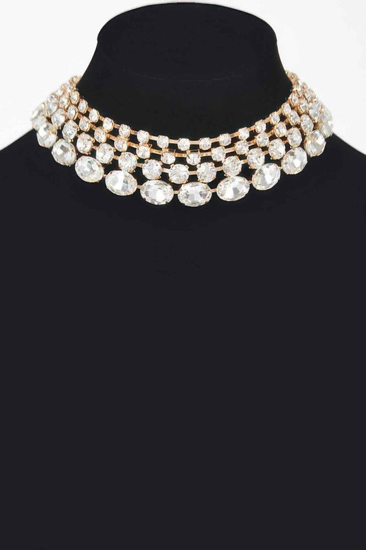 Multi Rhinestone Layered Necklace