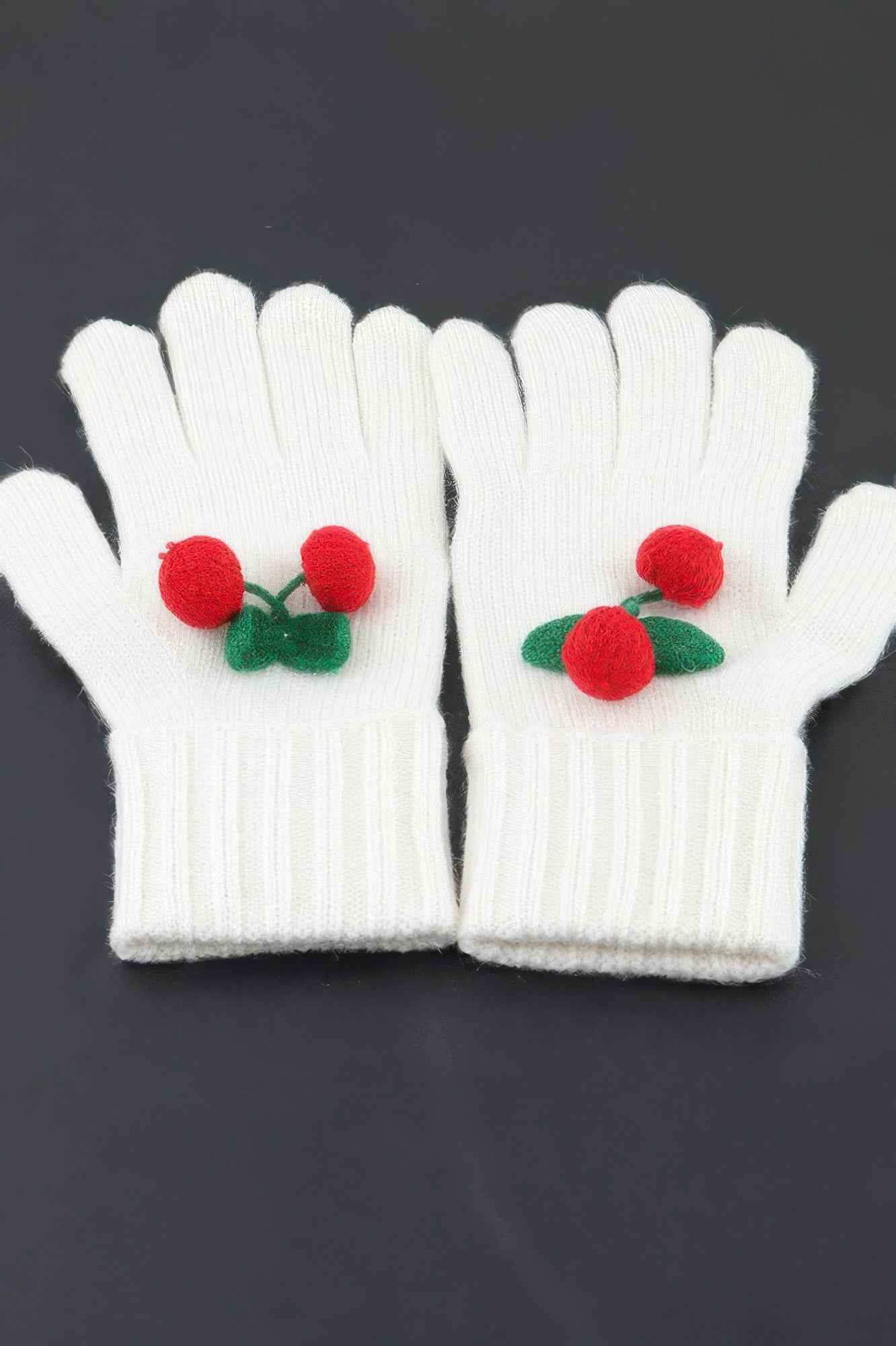 Cute Cherry Beanie & Gloves Set