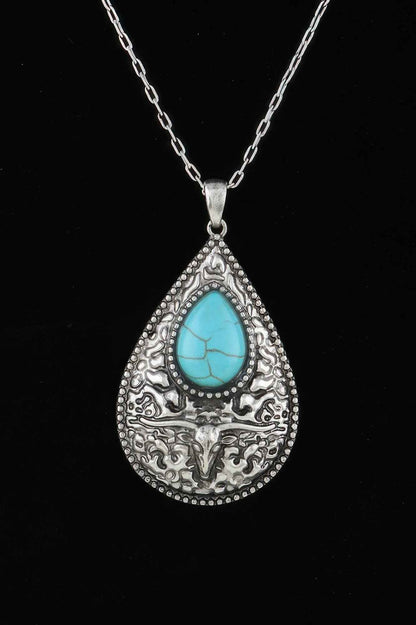 Antique Bull Teardrop Necklace