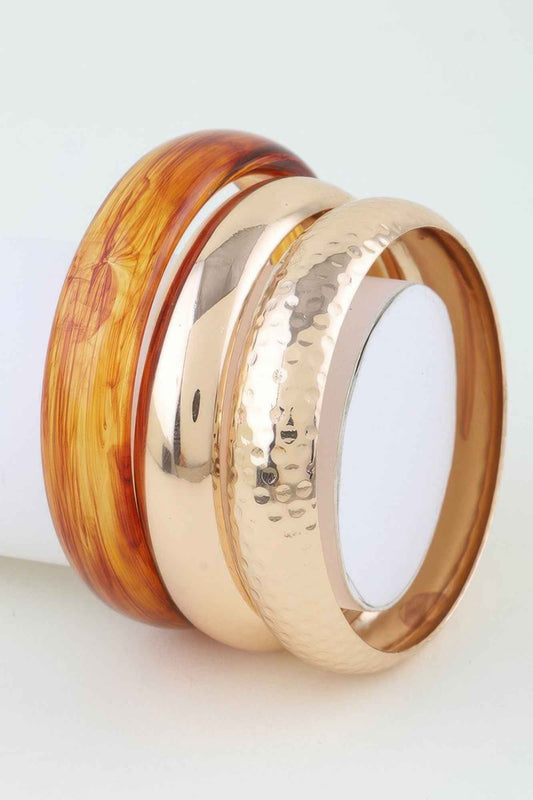 Wide Hammered Stone Bangle Bracelet