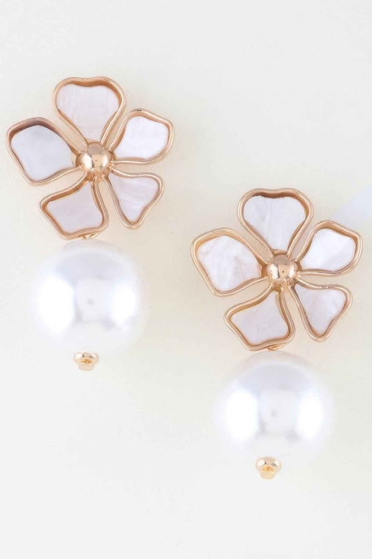 Marble Flower Stone Drop Earrings