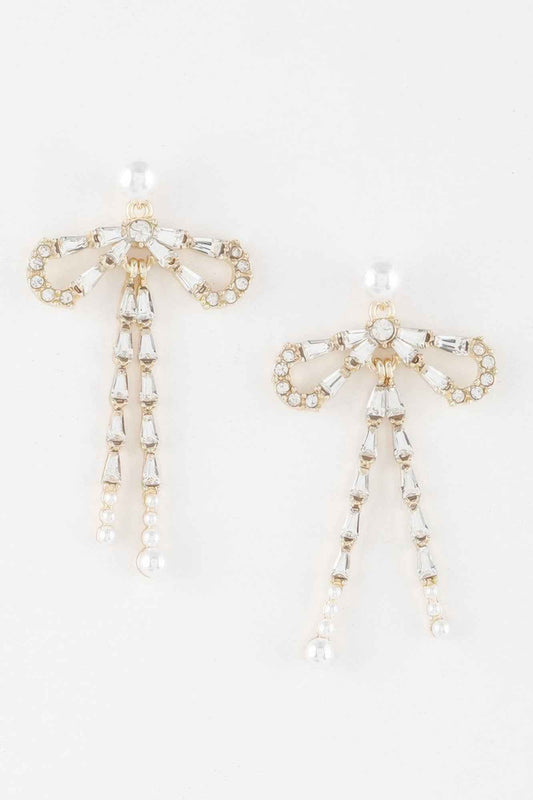 Crystal Pearl Ribbon Earrings