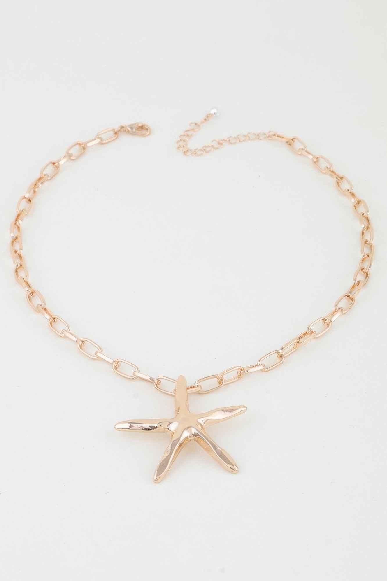 Shiny Starfish Link Chain Necklace
