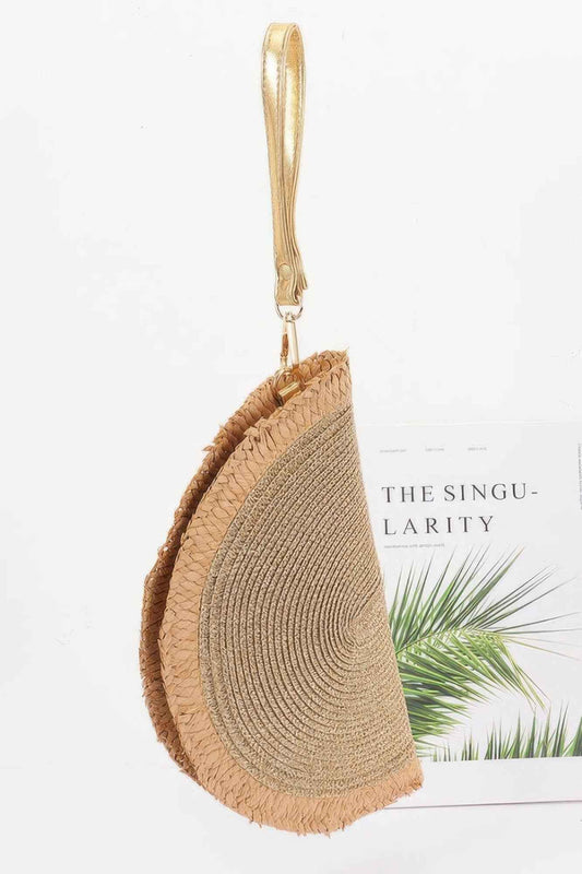 Metallic Faux Straw Clutch