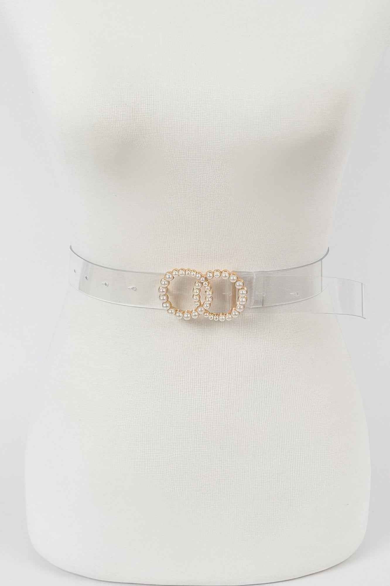 Pearl Buckle Transparent Belt