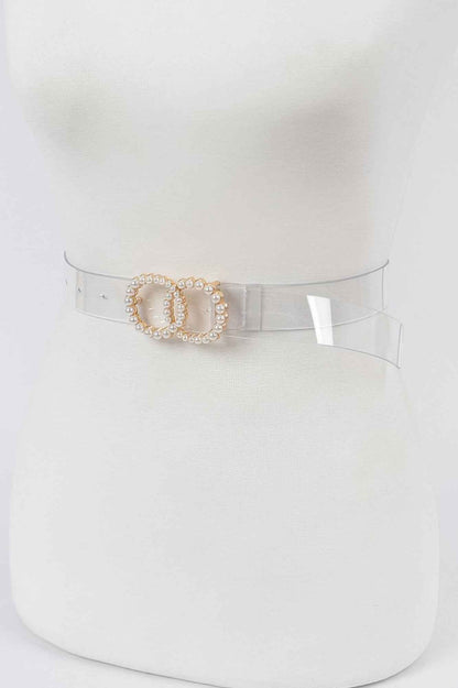 Pearl Buckle Transparent Belt