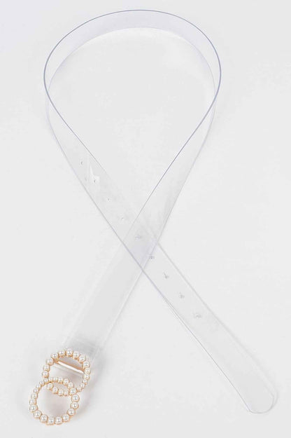 Pearl Buckle Transparent Belt