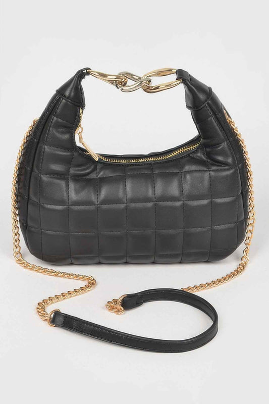 Quilted Faux Leather Hobo Bag