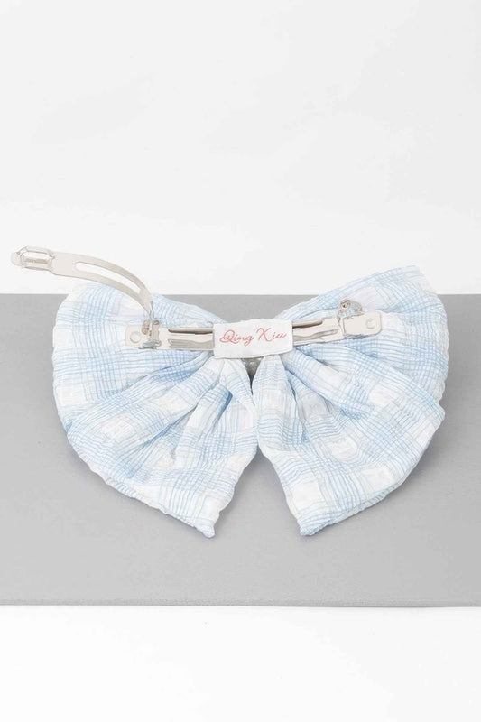 Plaid Pearl Ribbon Hair Clip