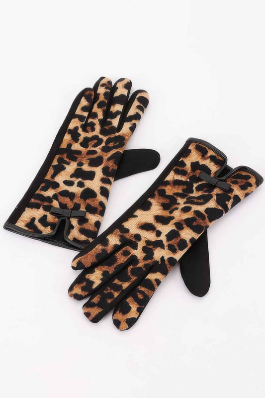 Leopard Print Knitted Gloves