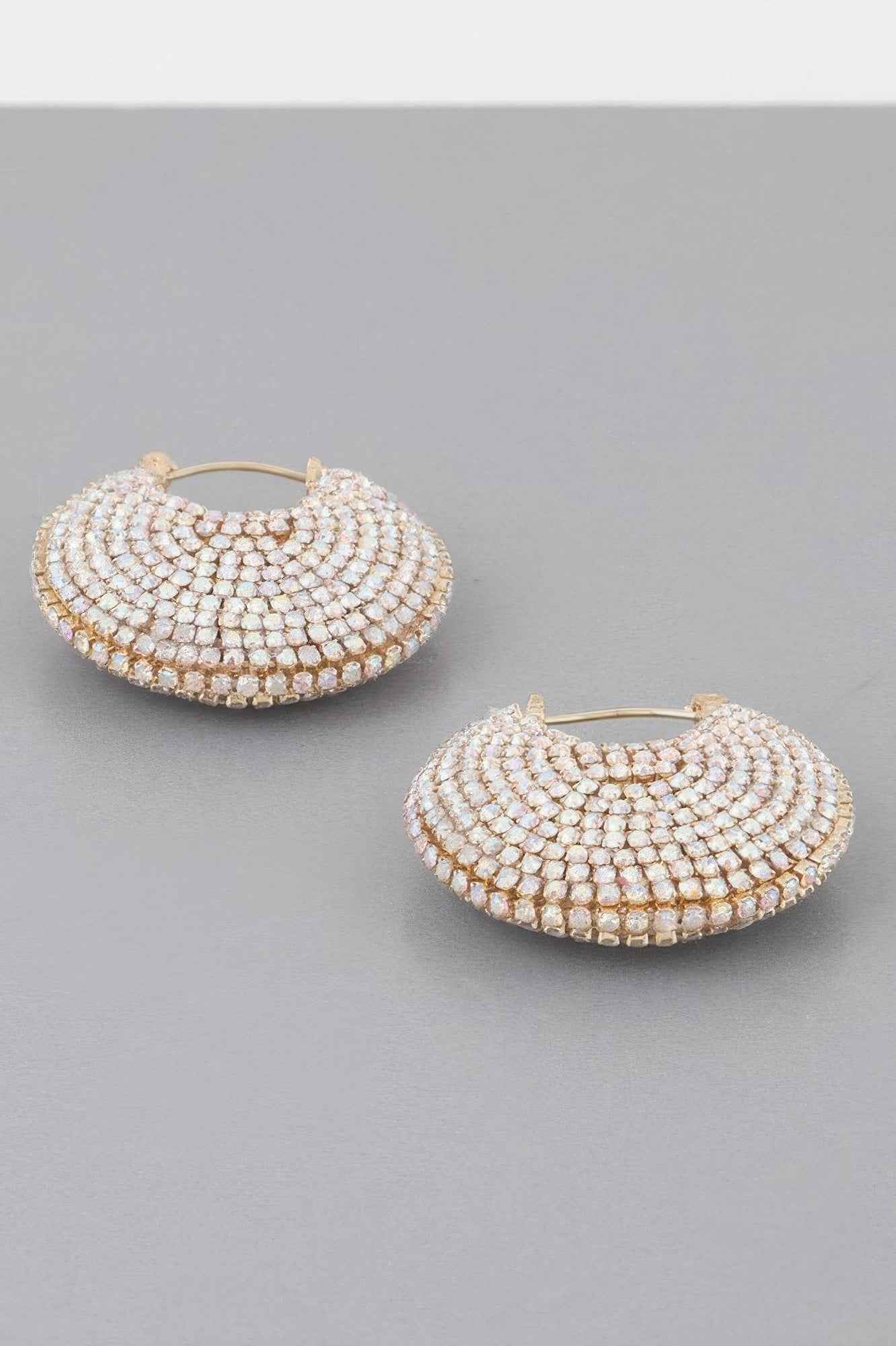 Bedazzled Crescent Hoop Earrings