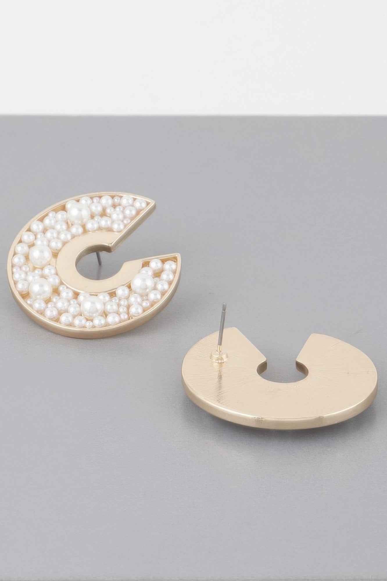 Multi Pearl Studded C Earrings