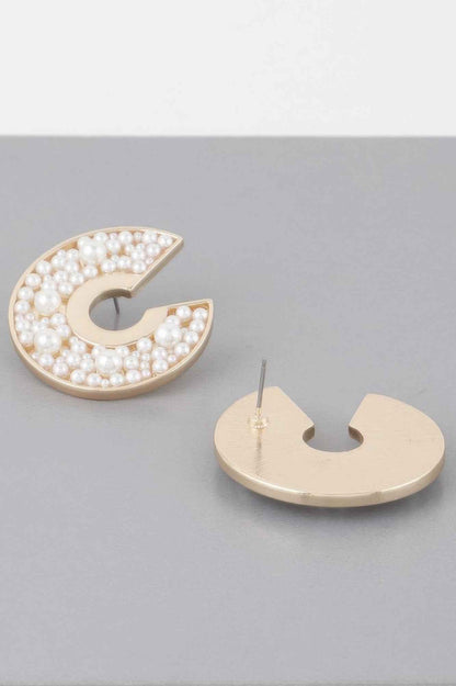 Multi Pearl Studded C Earrings