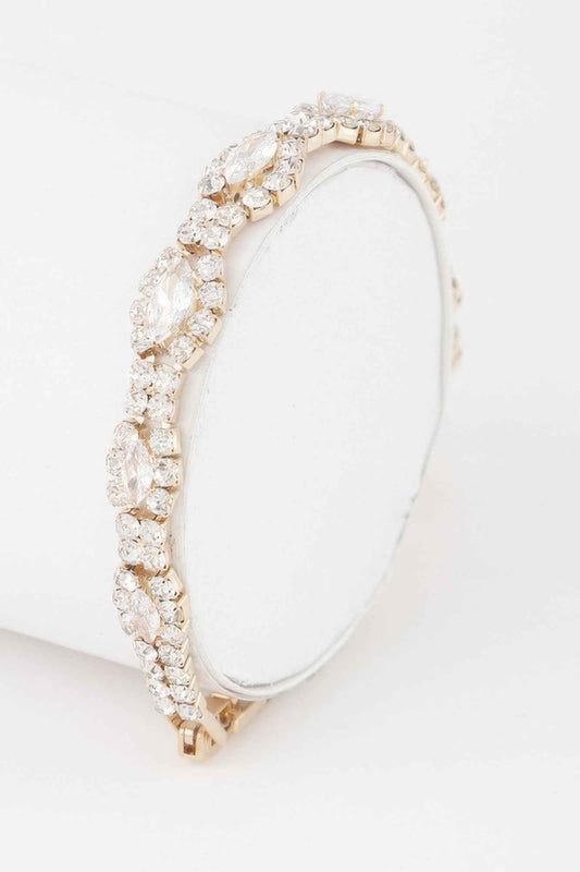 Rhinestone Curb Chain Cuff Bracelet