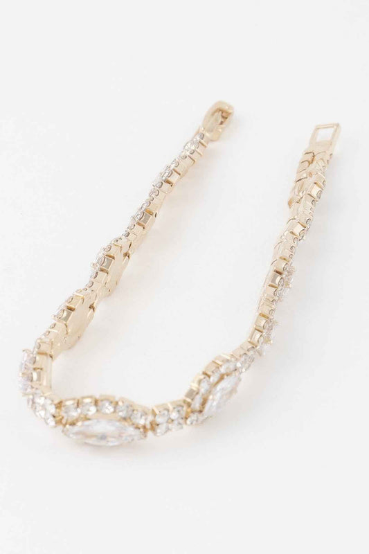 Rhinestone Curb Chain Cuff Bracelet