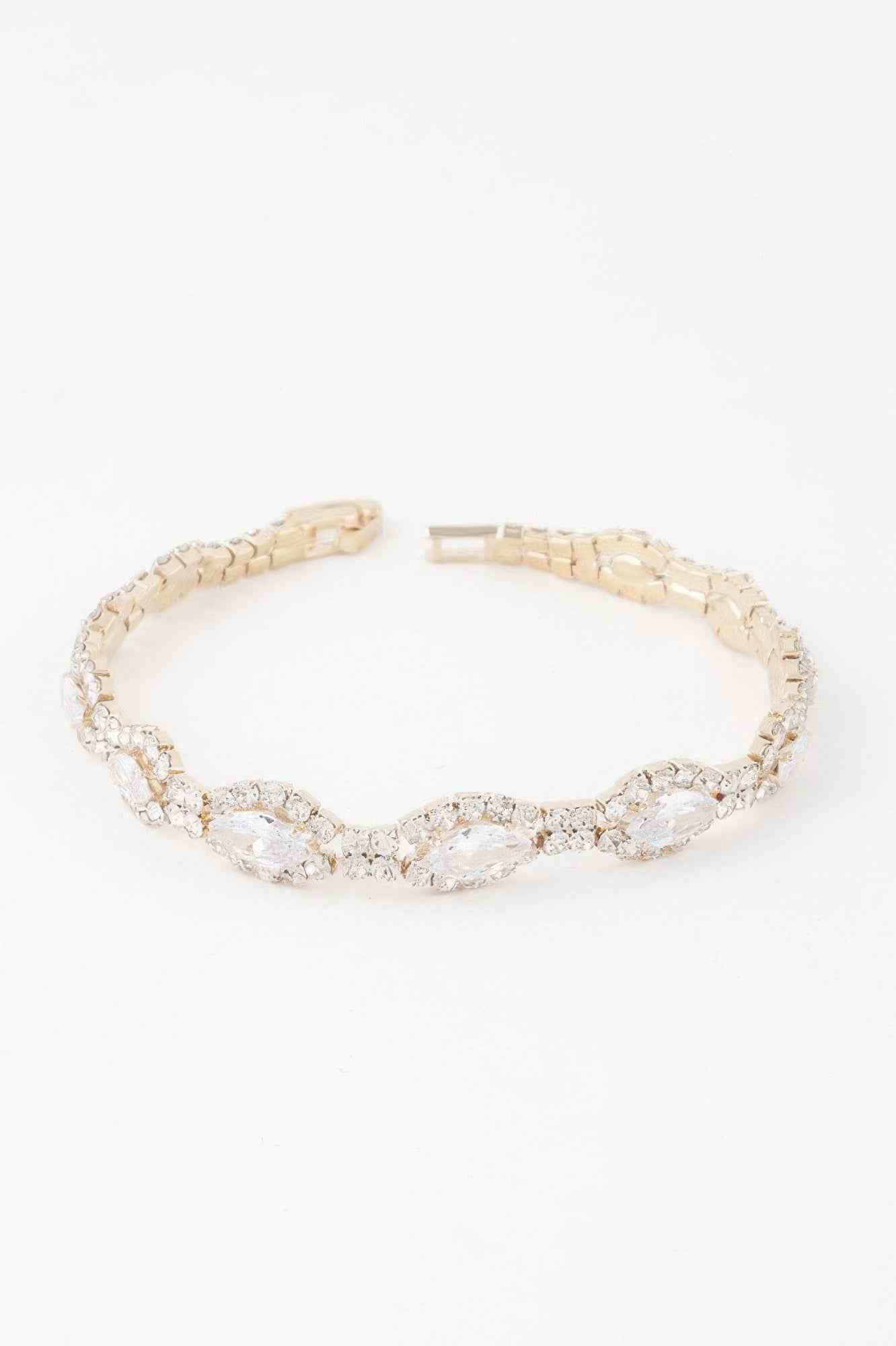 Rhinestone Curb Chain Cuff Bracelet