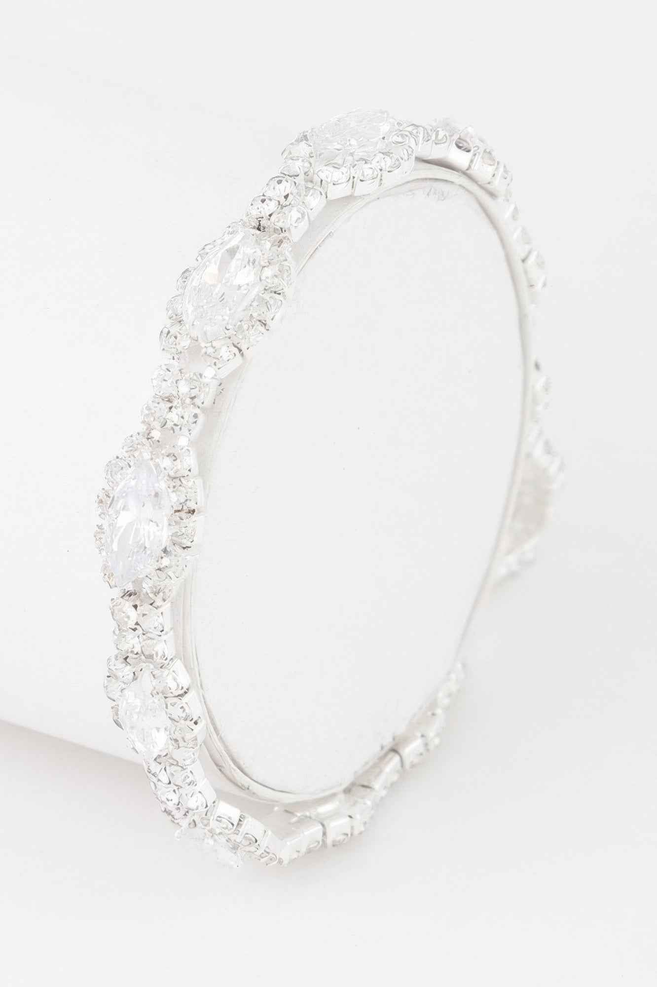 Rhinestone Curb Chain Cuff Bracelet
