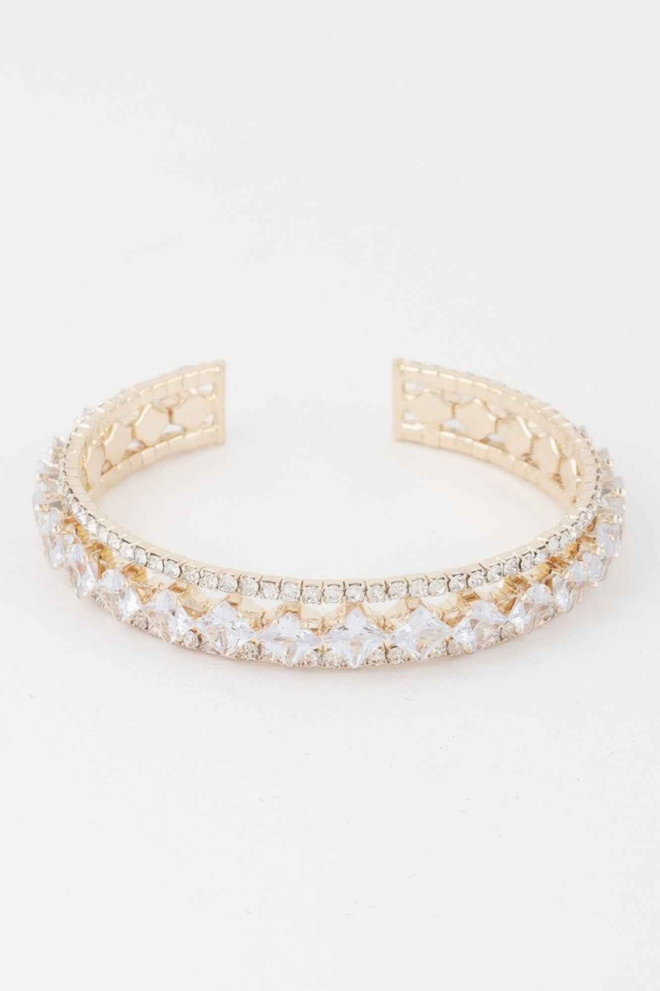 Classic Cubic Rhinestone Cuff Bracelet