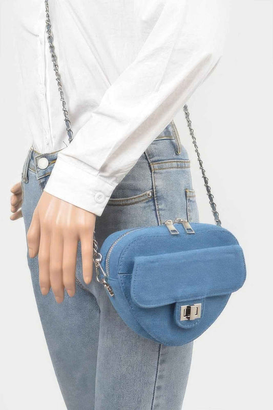 Heart Shape Denim Crossbody Bag