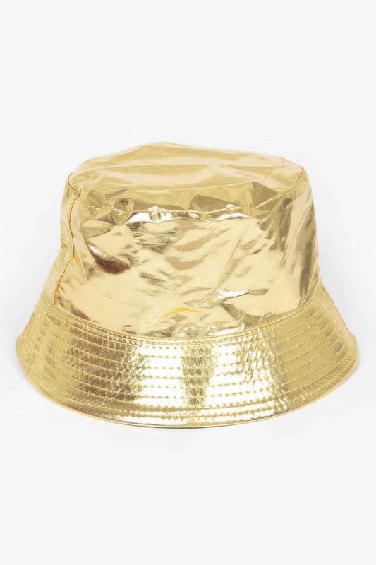 Metallic Faux Leather Bucket Hat
