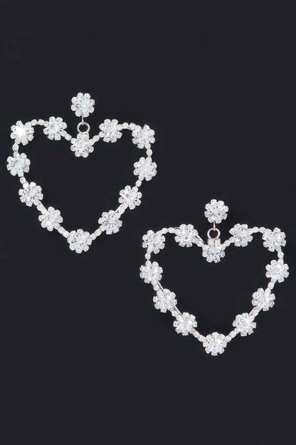 Multi Rhinestone Flower Heart Shape Earring