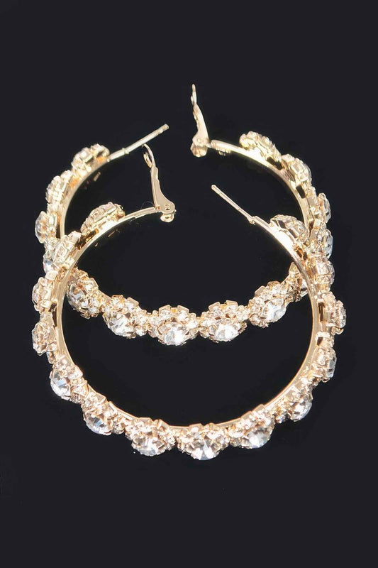 Multi Rhinestone Flower Hoop Earring