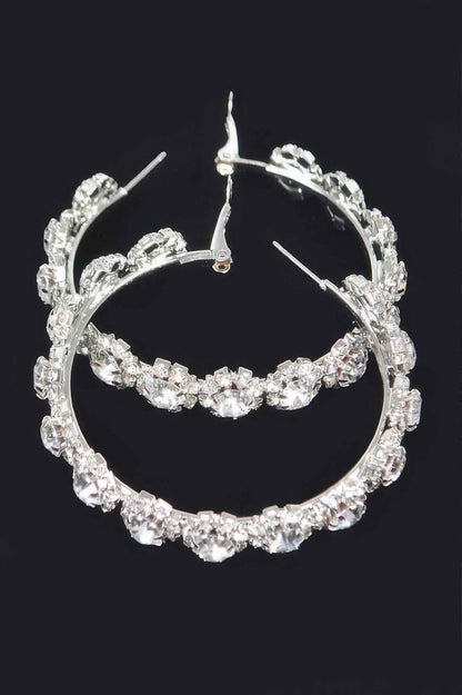 Multi Rhinestone Flower Hoop Earring