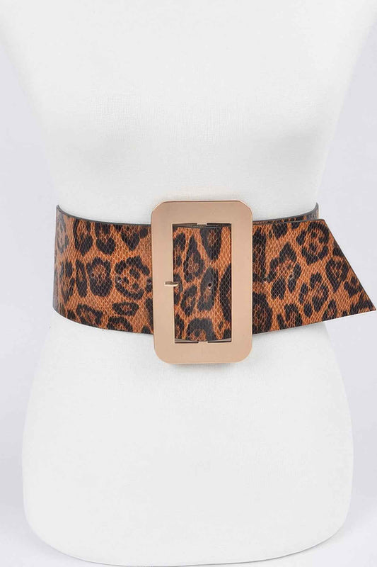 Simple Buckle Faux Leo Plus Size Belt