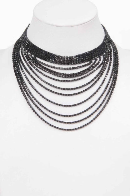 Layered Rhinestone Elegant Necklace