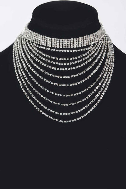 Layered Rhinestone Elegant Necklace