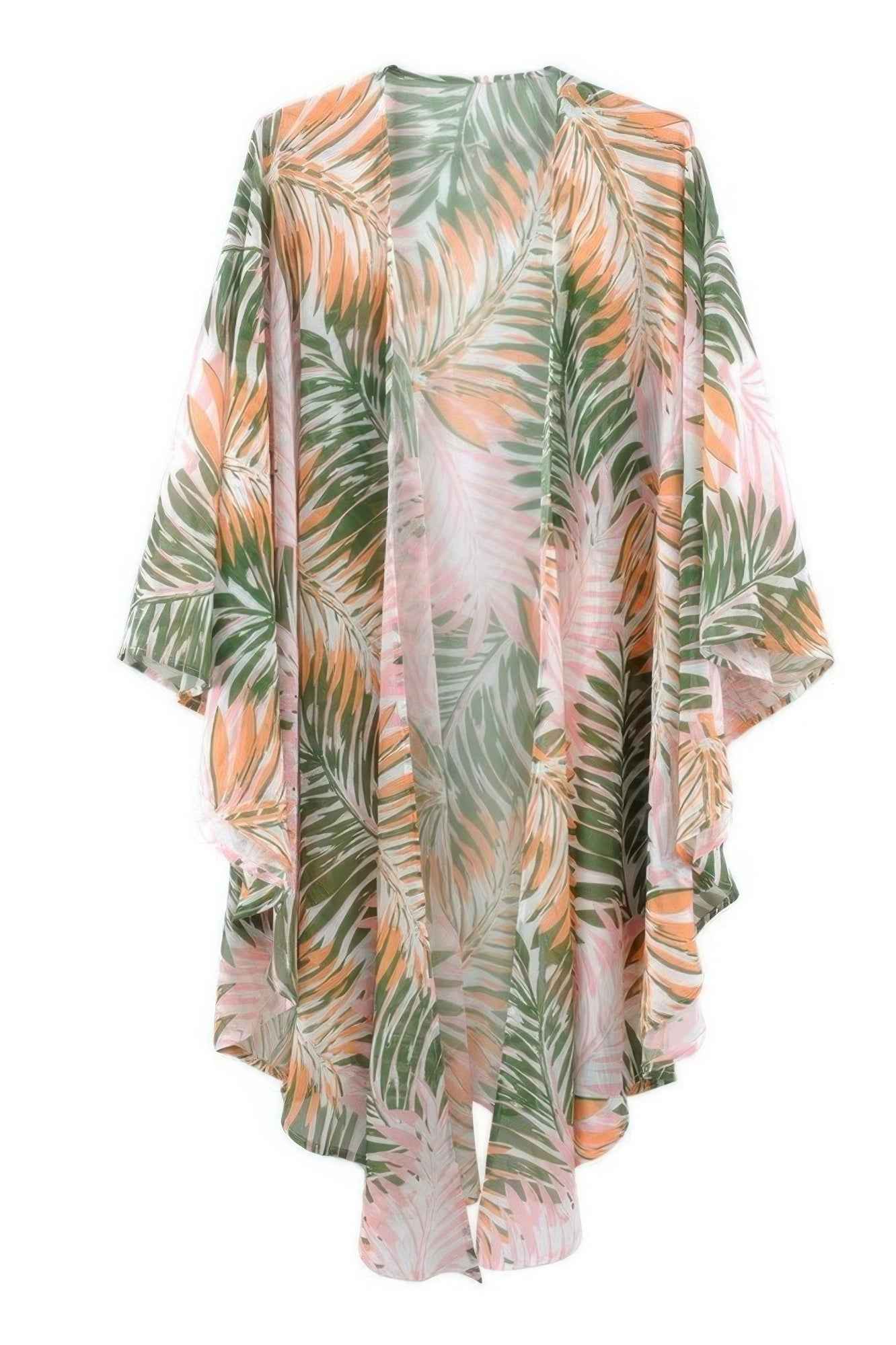 Tropical Leaves Print Shawl Cover-up