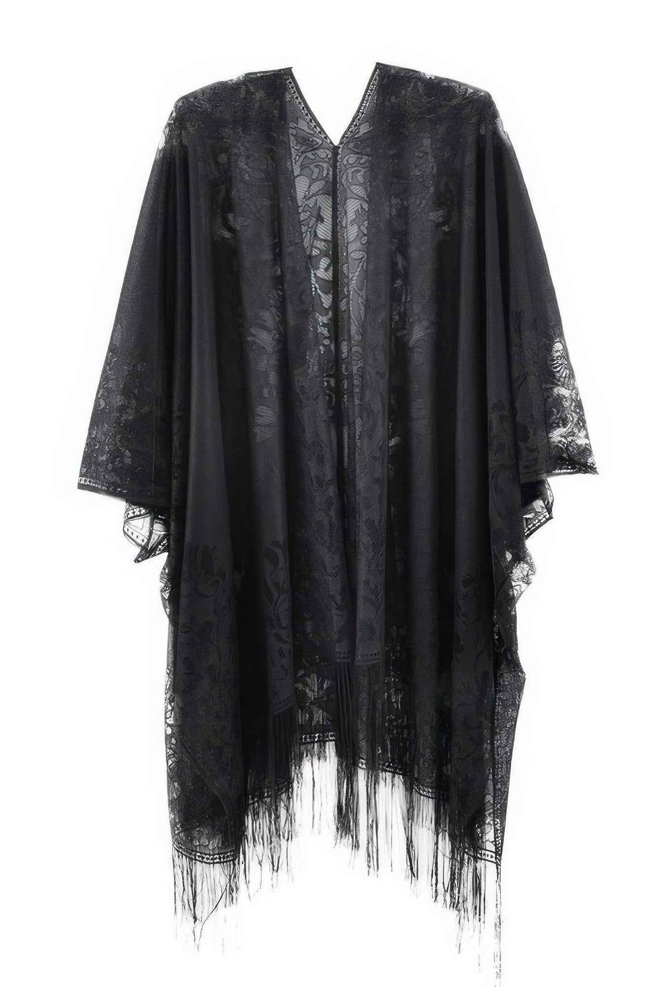 Floral Lace Kimono With Tassel